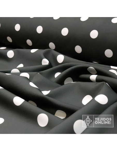 Tela Gris con Lunar Blanco  Big | Lunares para Flamenca - Imagen 3
