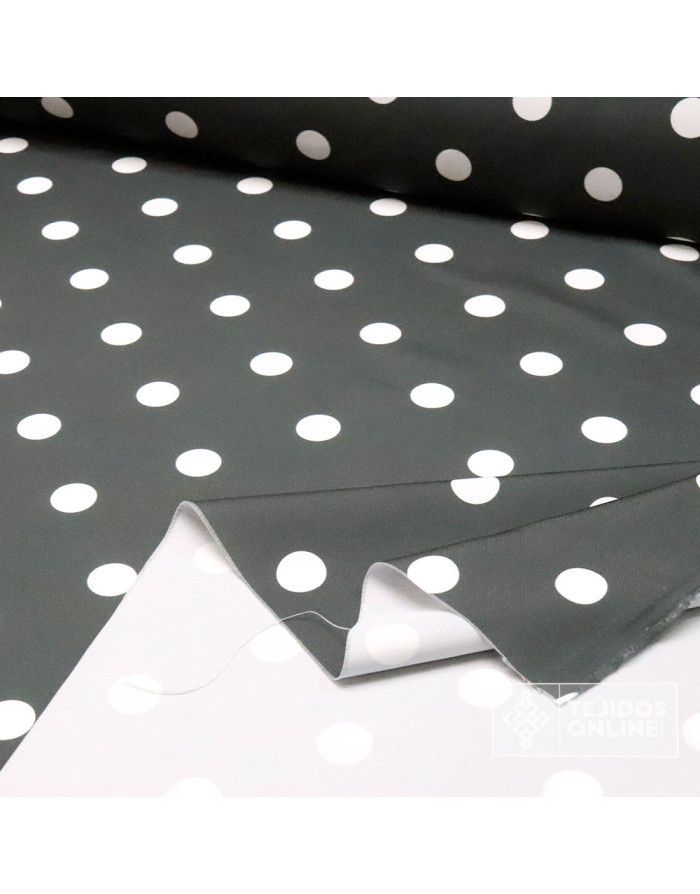 Tela Gris con Lunar Blanco  Big | Lunares para Flamenca - Imagen 2