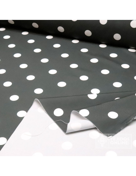Tela Gris con Lunar Blanco  Big | Lunares para Flamenca - Imagen 2