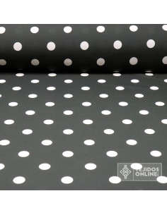 Tela Gris con Lunar Blanco  Big | Lunares para Flamenca - Imagen 1