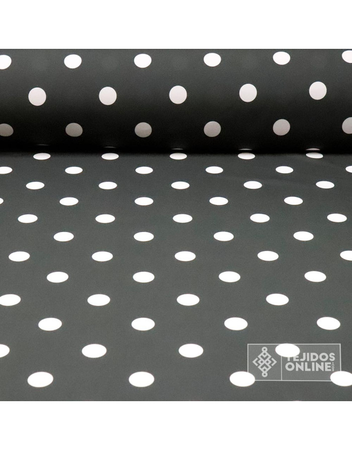Tela Gris con Lunar Blanco  Big | Lunares para Flamenca - Imagen 1