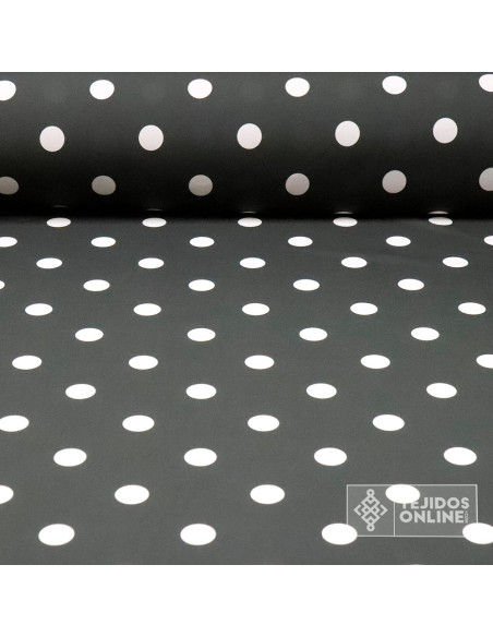 Tela Gris con Lunar Blanco  Big | Lunares para Flamenca - Imagen 1