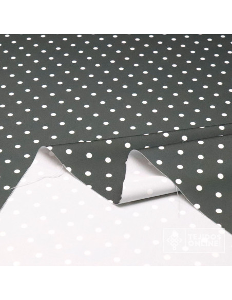 Tela Gris con Lunares Blancos Lenteja| Telas de Lunares - Imagen 3