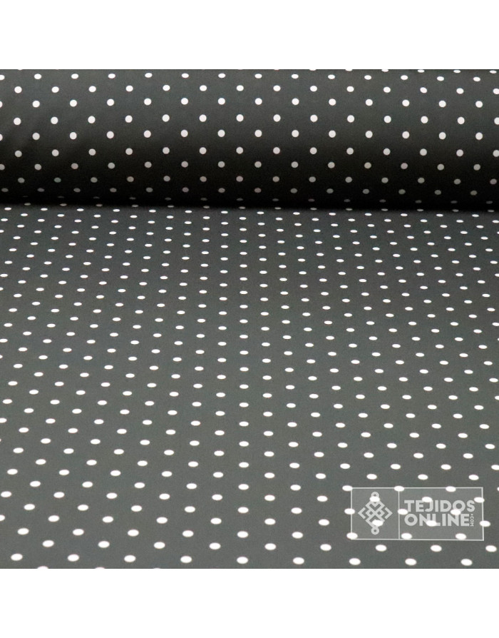 Tela Gris con Lunares Blancos Lenteja| Telas de Lunares - Imagen 1