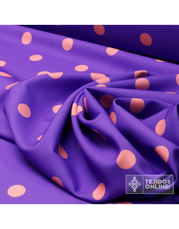 Tela Lila con Lunar Coral Big | Lunares para Flamenca - Imagen 3
