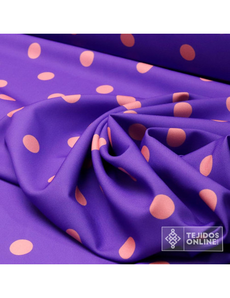Tela Lila con Lunar Coral Big | Lunares para Flamenca - Imagen 3
