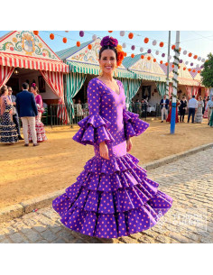 Tela Lila con Lunar Coral Big | Lunares para Flamenca - Imagen 2