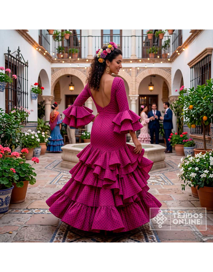 Tela Buganvilia Lunar Buganvilia Oscuro Lenteja - Flamenca - Imagen 2