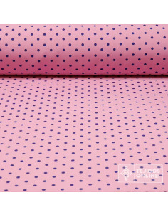 Tela Rosa con Lunar Azulino Lenteja | Telas de Lunares - Imagen 1