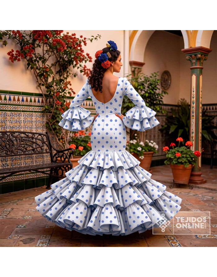 Tela Blanca Lunar Azafata Big |Telas para Flamenca - Imagen 2