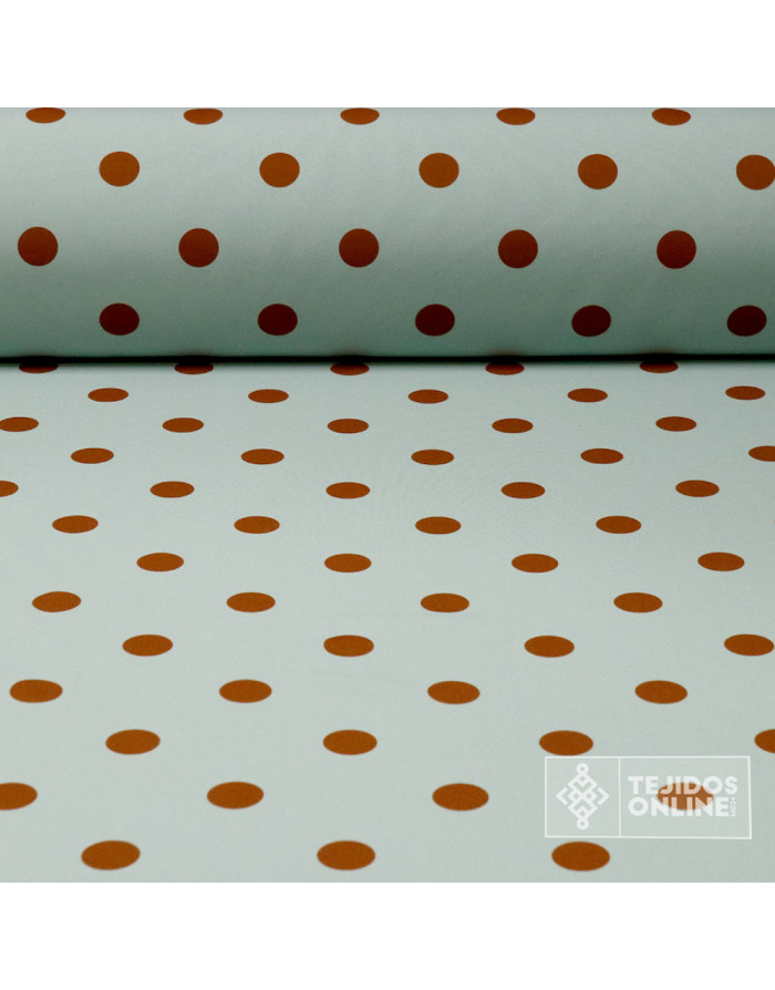 Tela Celeste Agua Lunar Blanco Marrón Claro | Telas para Flamenca - Imagen 1