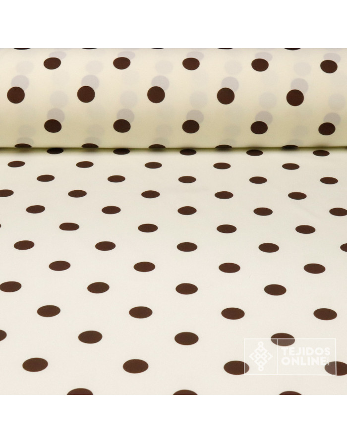 Tela Blanco Roto Lunar Marrón | Telas para Flamenca - Imagen 1