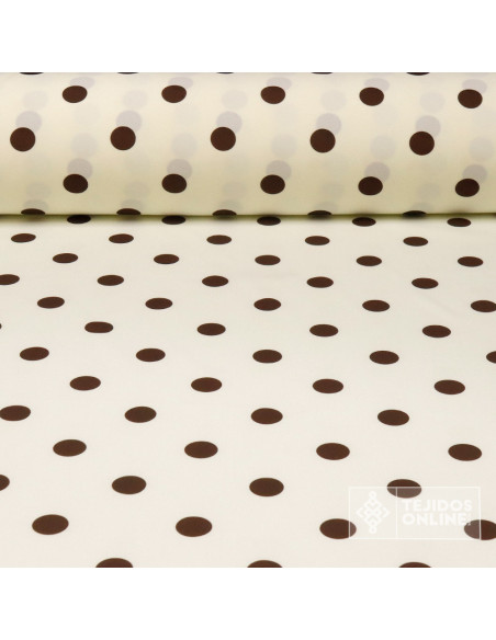 Tela Blanco Roto Lunar Marrón | Telas para Flamenca - Imagen 1