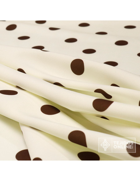 Tela Blanco Roto Lunar Marrón | Telas para Flamenca - Imagen 2