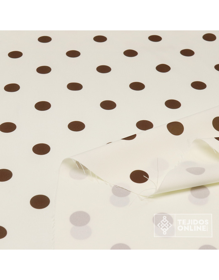 Tela Blanco Roto Lunar Marrón | Telas para Flamenca - Imagen 3