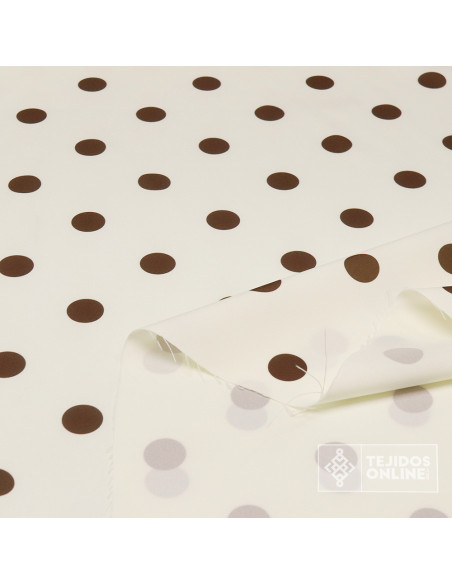 Tela Blanco Roto Lunar Marrón | Telas para Flamenca - Imagen 3