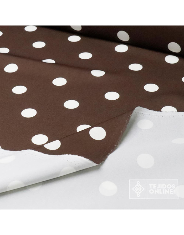 Tela Marrón Lunar Blanco Roto | Telas para Flamenca - Imagen 4