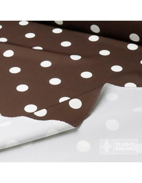 Tela Marrón Lunar Blanco Roto | Telas para Flamenca - Imagen 4