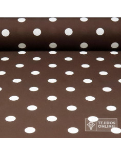 Tela Marrón Lunar Blanco Roto | Telas para Flamenca - Imagen 1