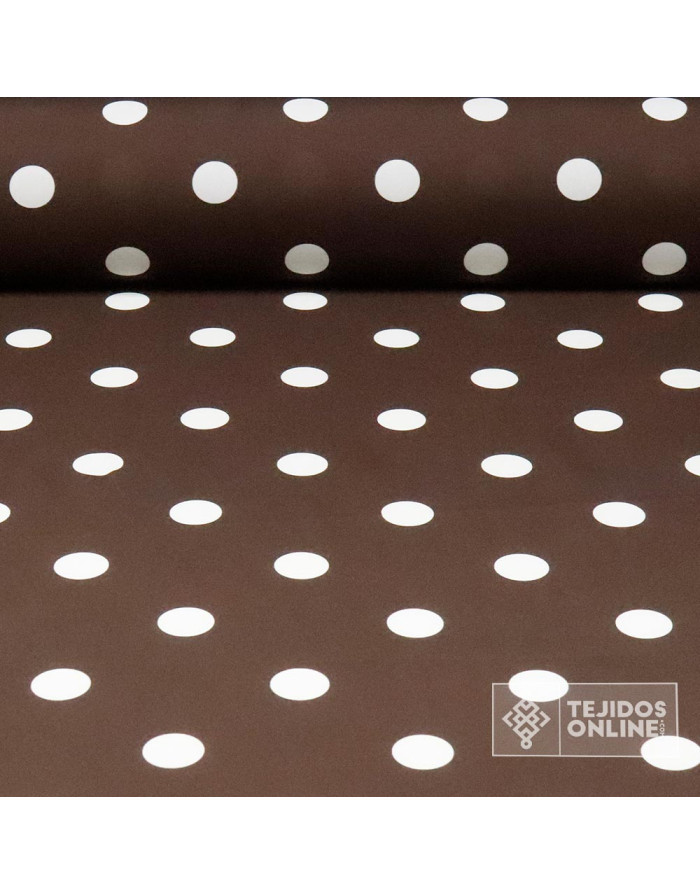 Tela Marrón Lunar Blanco Roto | Telas para Flamenca - Imagen 1