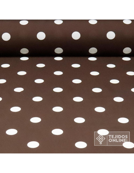 Tela Marrón Lunar Blanco Roto | Telas para Flamenca - Imagen 1