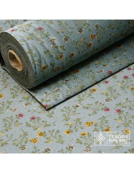 Tela Verde con Flores para Fallera | Tejidos Online - Imagen 2