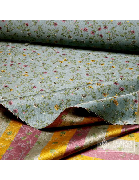 Tela Verde con Flores para Fallera | Tejidos Online - Imagen 3
