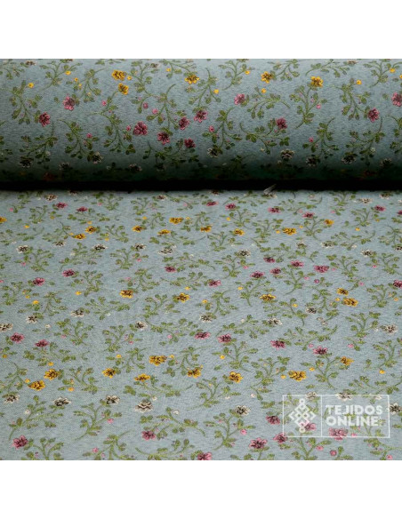 Tela Verde con Flores para Fallera | Tejidos Online - Imagen 1