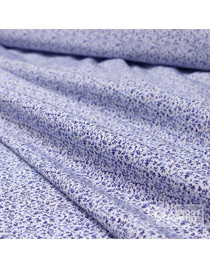 Telas de Flores Pequeñas Tonos Azules | Tejidos Online - Imagen 2