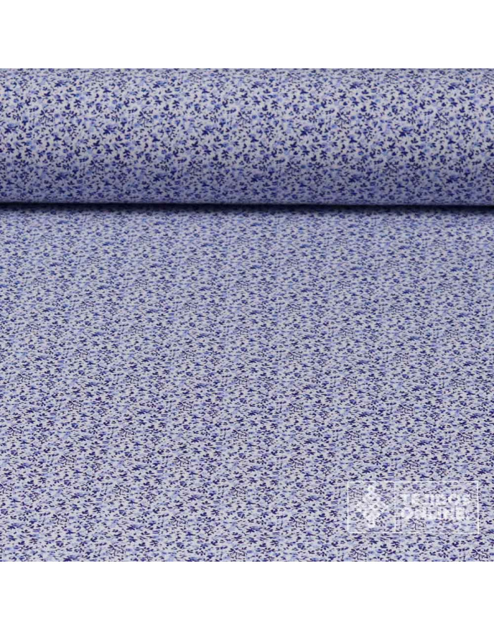 Telas de Flores Pequeñas Tonos Azules | Tejidos Online - Imagen 1