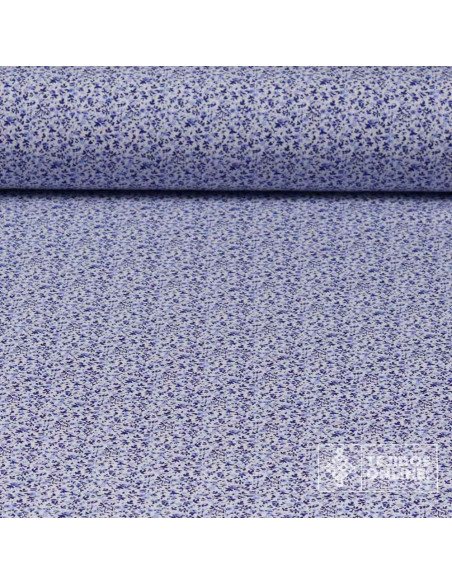 Telas de Flores Pequeñas Tonos Azules | Tejidos Online - Imagen 1