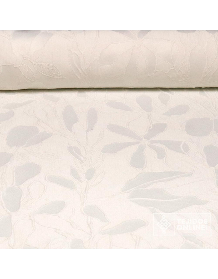 Jacquard Brocado Blanco Flor - Venta de Telas - Imagen 1