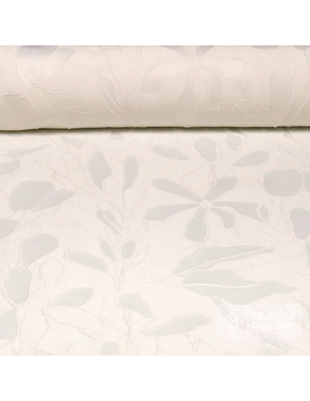 Jacquard Brocado Blanco Flor - Venta de Telas - Imagen 1