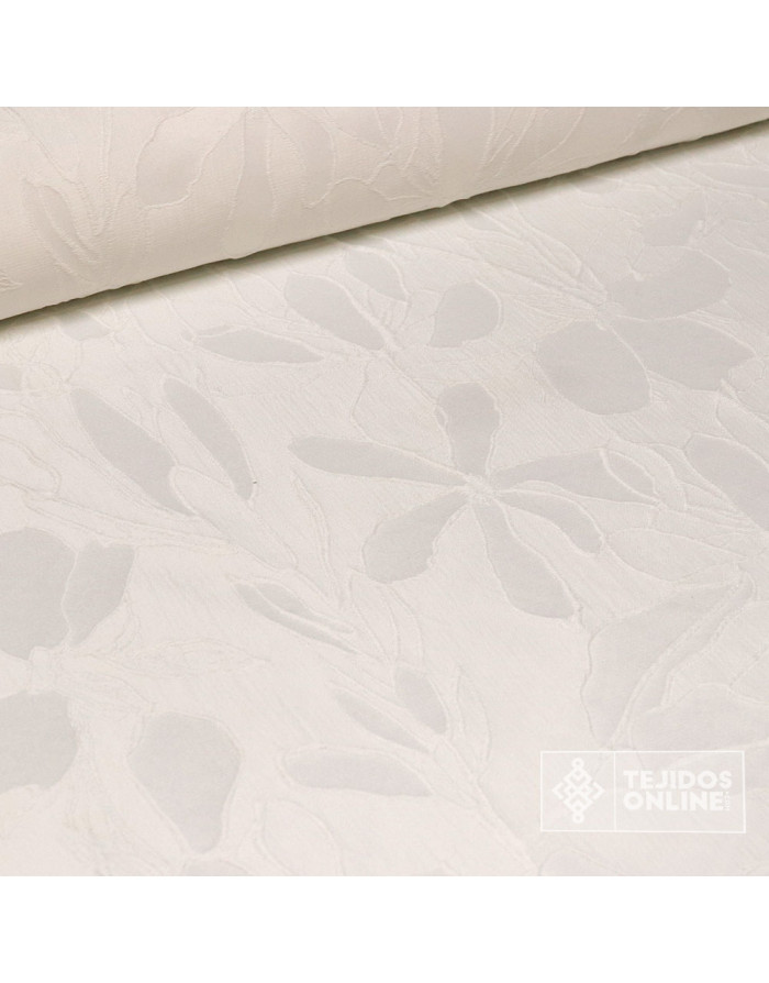Jacquard Brocado Blanco Flor - Venta de Telas - Imagen 2