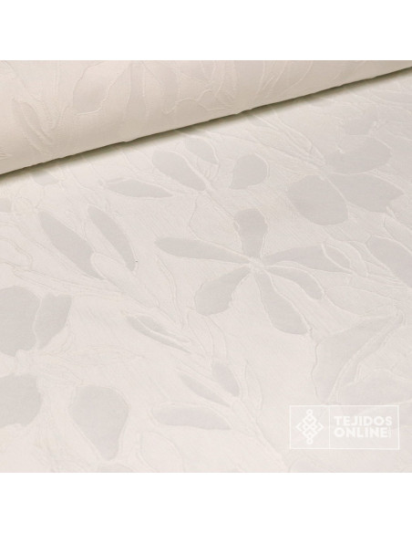 Jacquard Brocado Blanco Flor - Venta de Telas - Imagen 2