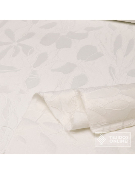 Jacquard Brocado Blanco Flor - Venta de Telas - Imagen 3