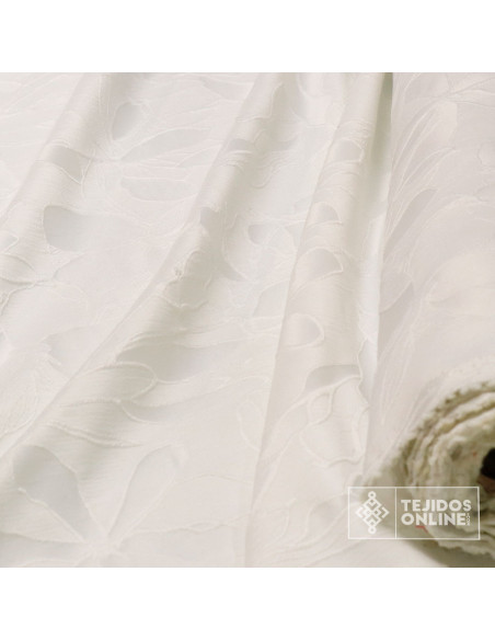 Jacquard Brocado Blanco Flor - Venta de Telas - Imagen 4