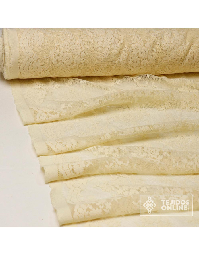 Tela Encaje Beige Fino - Telas de Rostrillos - Imagen 2