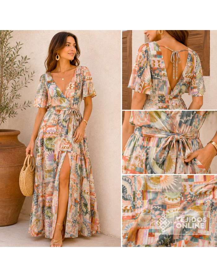 Viscosa Estampada Templo  | Tela Viscosa Estampada - Imagen 2