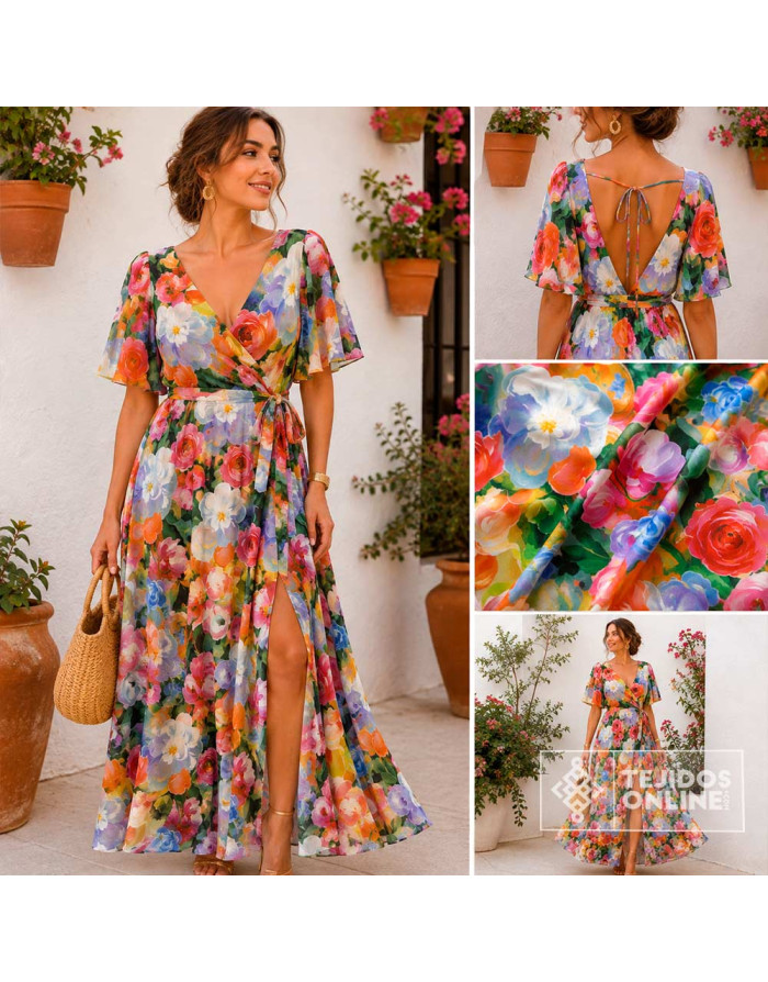Tela Viscosa Con Flores  - Viscosa 100% - Telas - Imagen 3