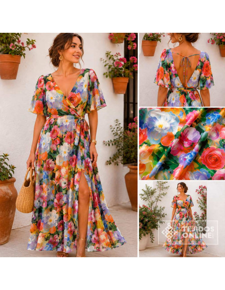 Tela Viscosa Con Flores  - Viscosa 100% - Telas - Imagen 3