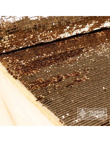 Tela Lentejuela Dorada de Tul - Telas de Tul - Tienda de Telas - Imagen 2