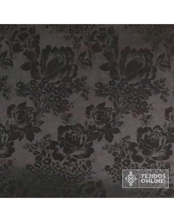 Tela Jacquard en Viscosa Flor Negra - Telas de Moda - Imagen 3