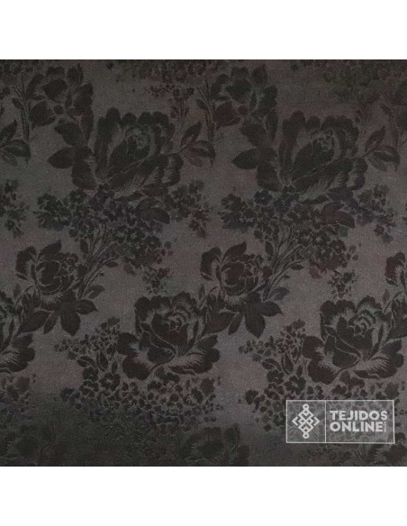 Tela Jacquard en Viscosa Flor Negra - Telas de Moda - Imagen 3