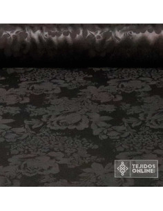 Tela Jacquard en Viscosa Flor Negra - Telas de Moda - Imagen 1