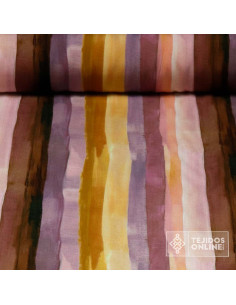 Viscosa Rayas Acuarela Maquillaje | Tela Viscosa Estampada - Imagen 1