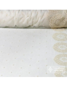 Tul Bordado con Flor Circular | Telas de Tul | Venta de Telas - Imagen 1