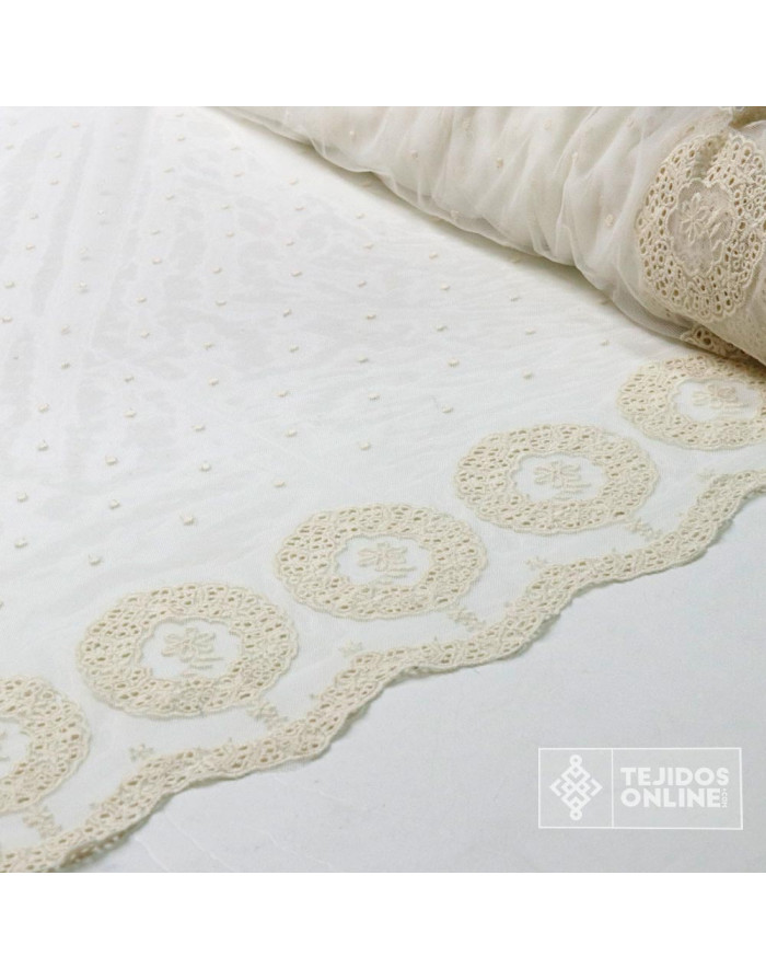 Tul Bordado con Flor Circular | Telas de Tul | Venta de Telas - Imagen 2