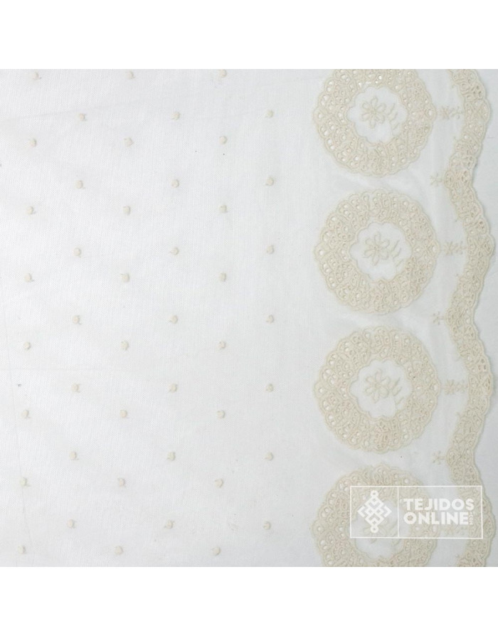 Tul Bordado con Flor Circular | Telas de Tul | Venta de Telas - Imagen 3