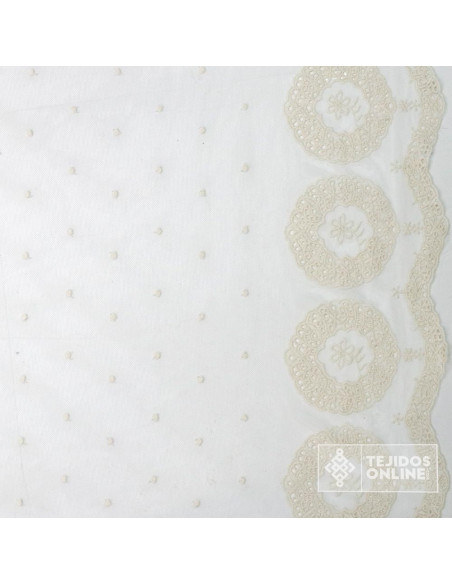 Tul Bordado con Flor Circular | Telas de Tul | Venta de Telas - Imagen 3
